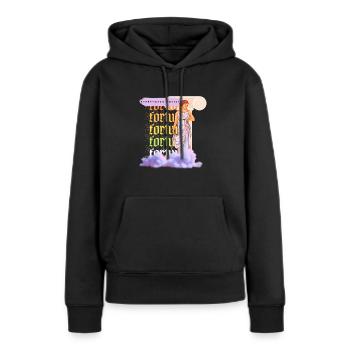 fortuna - Frauen Premium Bio Hoodie - Schwarz - Vorne - Julia (174cm)