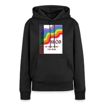 BRÓD, das irische Wort für Stolz. - Frauen Premium Bio Hoodie - Schwarz - Vorne - Julia (174cm)