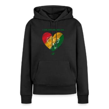 J’aime quelqu’un qui a une PC - Sweat à capuche Premium bio Femme - noir - Devant - Julia (174cm)