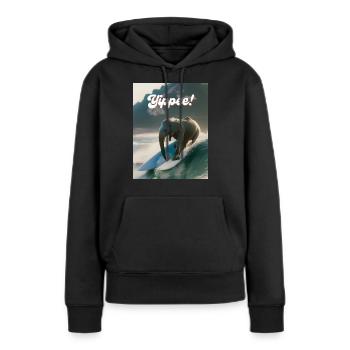 Hurra! - Frauen Premium Bio Hoodie - Schwarz - Vorne - Julia (174cm)