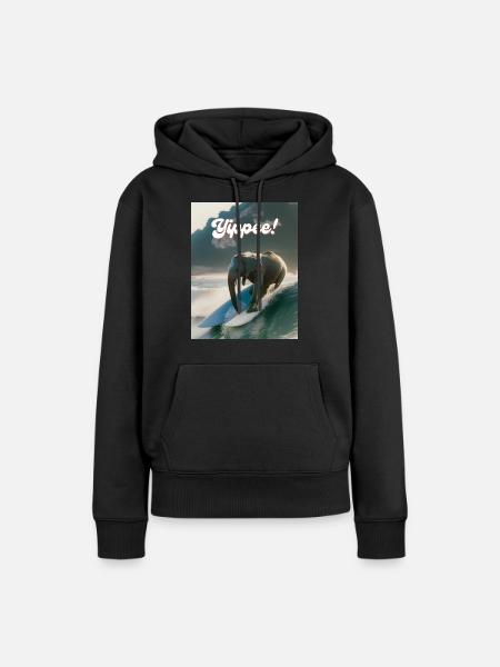 Hurra! - Frauen Premium Bio Hoodie - Schwarz
