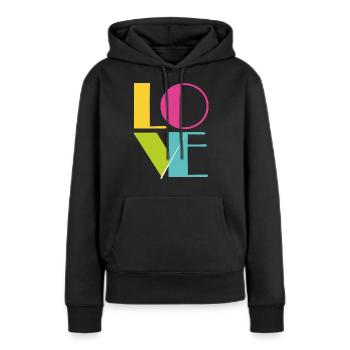 Love - Sweat à capuche Premium bio Femme - noir - Devant - Julia (174cm)