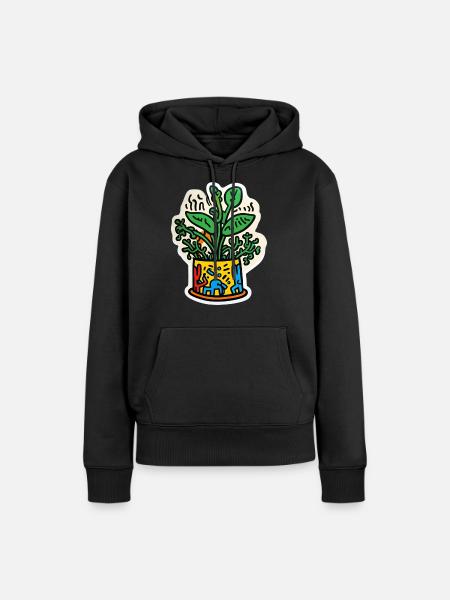 Ich liebe Pflanzen - Pflanzenliebhaber - Haring Ku - Frauen Premium Bio Hoodie - Schwarz