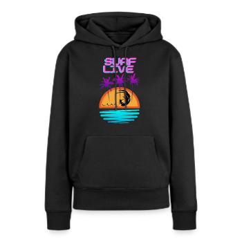 Surf Live - Sweat à capuche Premium bio Femme - noir - Devant - Julia (174cm)