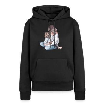Mutter und Kind - Frauen Premium Bio Hoodie - Schwarz - Vorne - Julia (174cm)