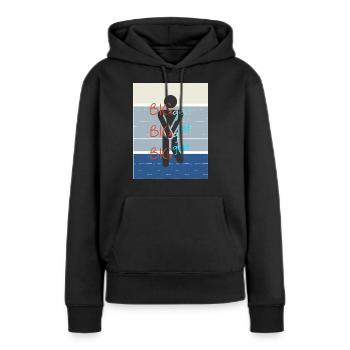Plus. Le plus grand des plus grands. - Sweat à capuche Premium bio Femme - noir - Devant - Julia (174cm)