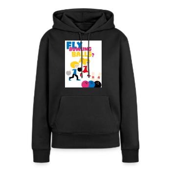 Fliege dich in Bälle. Spielen Sie Bowling. - Frauen Premium Bio Hoodie - Schwarz - Vorne - Julia (174cm)