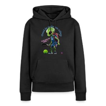 Joueur de padel - Sweat à capuche Premium bio Femme - noir - Devant - Julia (174cm)
