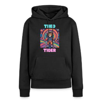 Théo Tigre - Sweat à capuche Premium bio Femme - noir - Devant - Julia (174cm)