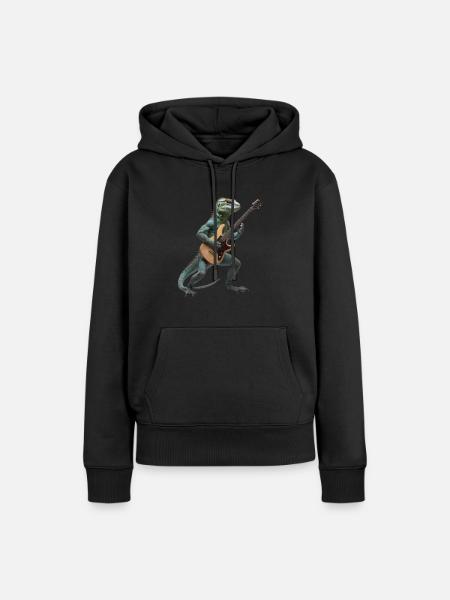Lizard Geko Gitarre - Frauen Premium Bio Hoodie - Schwarz