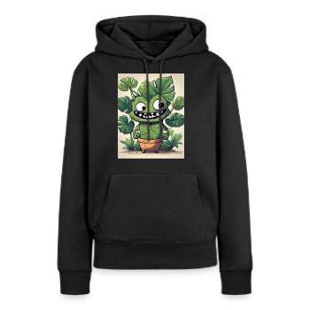Monastera Blumentopf Buddy - Frauen Premium Bio Hoodie - Schwarz - Vorne - Julia (174cm)