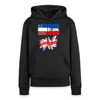 OLD SCHOOL BIKER UK - Frauen Premium Bio Hoodie - Schwarz - Vorne - Julia (174cm)