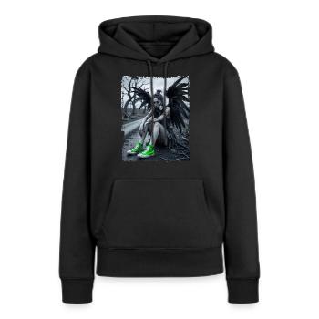 Ange déchu en masque à gaz - Sweat à capuche Premium bio Femme - noir - Devant - Julia (174cm)