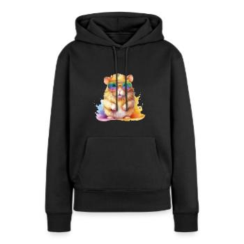 Hamster coloré cool avec des lunettes de soleil - Sweat à capuche Premium bio Femme - noir - Devant - Julia (174cm)