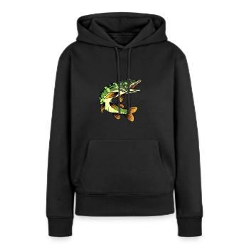 Brochet - Sweat à capuche Premium bio Femme - noir - Devant - Julia (174cm)