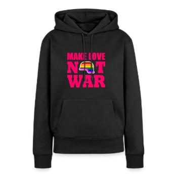 Make love not war - Sweat à capuche Premium bio Femme - noir - Devant - Julia (174cm)