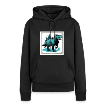 Dinosaure debout dans la forêt - Sweat à capuche Premium bio Femme - noir - Devant - Julia (174cm)