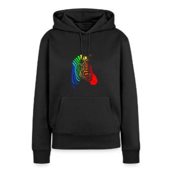 Farbiges Zebra - Frauen Premium Bio Hoodie - Schwarz - Vorne - Julia (174cm)