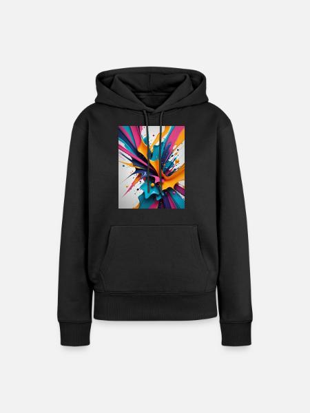 Farbklecks - Frauen Premium Bio Hoodie - Schwarz