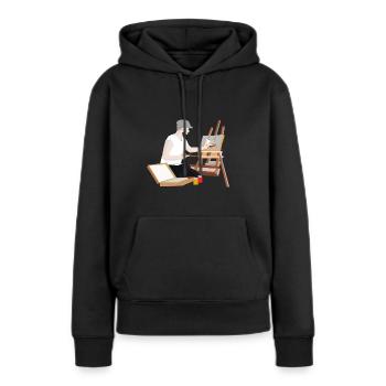 Peintre Dessiner Peinture Peinture Image - Sweat à capuche Premium bio Femme - noir - Devant - Julia (174cm)