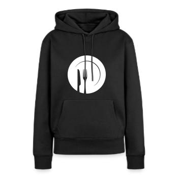 Teller mit Messer und Gabel - Frauen Premium Bio Hoodie - Schwarz - Vorne - Julia (174cm)