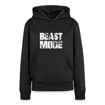 BEAST MODE - Sweat à capuche Premium bio Femme - noir - Devant - Julia (174cm)