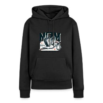 Mom 2024 - Schwangerschaftsankündigung T-Shirt - Frauen Premium Bio Hoodie - Schwarz - Vorne - Julia (174cm)