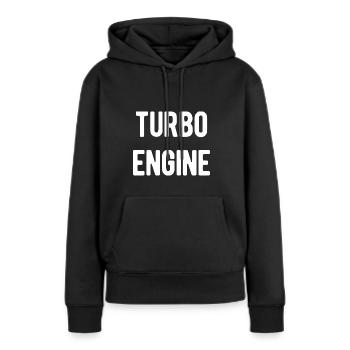 Moteur Turbo - Sweat à capuche Premium bio Femme - noir - Devant - Julia (174cm)