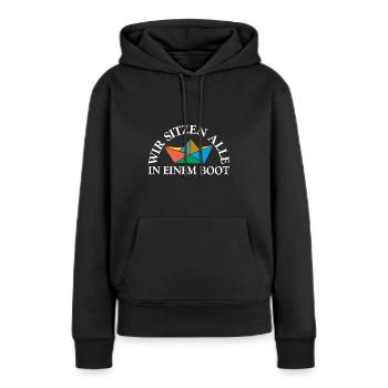 Alle in einem Boot - Frauen Premium Bio Hoodie - Schwarz - Vorne - Julia (174cm)