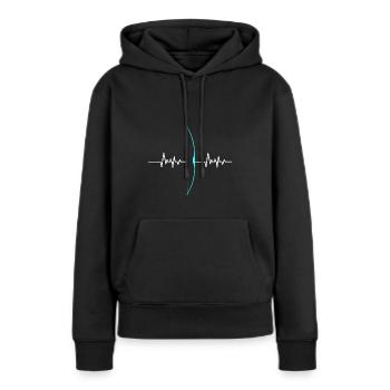 Bogenschießen Heartbeat Herzschlag Langbogen - Frauen Premium Bio Hoodie - Schwarz - Vorne - Julia (174cm)
