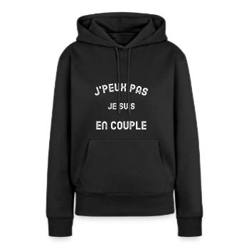 JE PEUX PAS JE SUIS EN COUPLE - Sweat à capuche Premium bio Femme - noir - Devant - Julia (174cm)