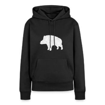 Wildschwein - Frauen Premium Bio Hoodie - Schwarz - Vorne - Julia (174cm)