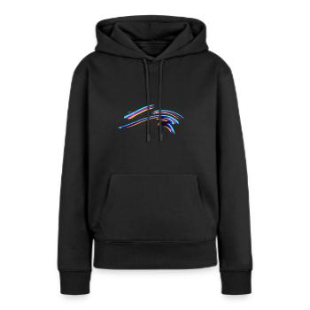 linien bunt farbig effektwelle wellen linie linien - Frauen Premium Bio Hoodie - Schwarz - Vorne - Julia (174cm)
