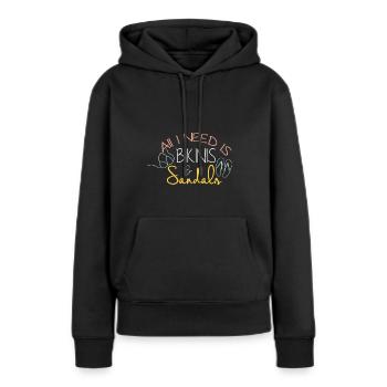 Tout ce dont j’ai besoin, c’est de bikini et de sandales - Sweat à capuche Premium bio Femme - noir - Devant - Julia (174cm)