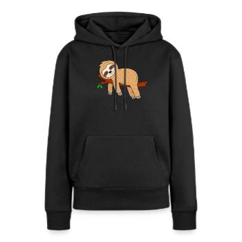 Faultier - Frauen Premium Bio Hoodie - Schwarz - Vorne - Julia (174cm)