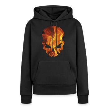 TOTENKOPF IN FLAMMEN - Frauen Premium Bio Hoodie - Schwarz - Vorne - Julia (174cm)
