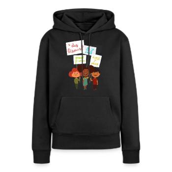 Manif pour le consentement chez les enfants - Sweat à capuche Premium bio Femme - noir - Devant - Julia (174cm)