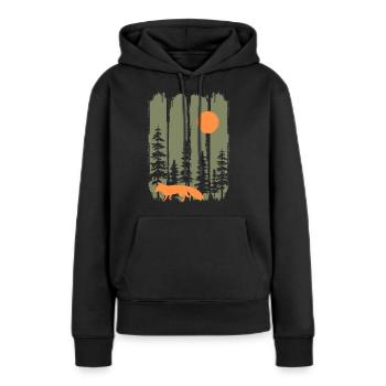 Fuchs im Wald Rotfuchs Natur - Frauen Premium Bio Hoodie - Schwarz - Vorne - Julia (174cm)