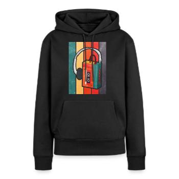 Walkman - idée de cadeau - Sweat à capuche Premium bio Femme - noir - Devant - Julia (174cm)