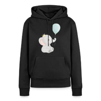 cute elephant with crown and balloon - Women’s Premium Organic Hoodie - black - Front - Julia (174cm)