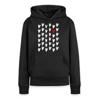 Aimez vos cœurs - Sweat à capuche Premium bio Femme - noir - Devant - Julia (174cm)