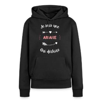 Je suis une ariane qui déchire - Sweat à capuche Premium bio Femme - noir - Devant - Julia (174cm)