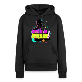 Arrête la drogue - Sweat à capuche Premium bio Femme - noir - Devant - Julia (174cm)