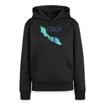 Curacao - Frauen Premium Bio Hoodie - Schwarz - Vorne - Julia (174cm)