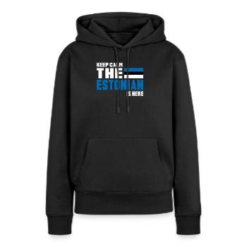 Keep calm Estonie / Cadeau Tallinn Europe de l’Est - Sweat à capuche Premium bio Femme - noir - Devant - Julia (174cm)