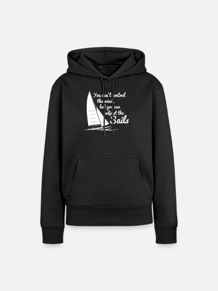 Vela T-shirt - Dame Premium hoodie, økologisk bomuld - sort