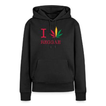 reggae - Sweat à capuche Premium bio Femme - noir - Devant - Julia (174cm)