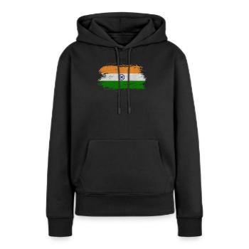 Indien Vintage Flagge / Geschenk Delhi Kalkutta - Frauen Premium Bio Hoodie - Schwarz - Vorne - Julia (174cm)