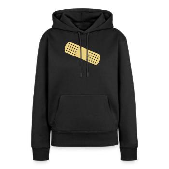 Heftpflaster - Frauen Premium Bio Hoodie - Schwarz - Vorne - Julia (174cm)