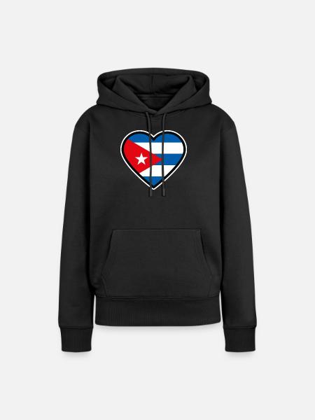 kuba flagge herz - Frauen Premium Bio Hoodie - Schwarz